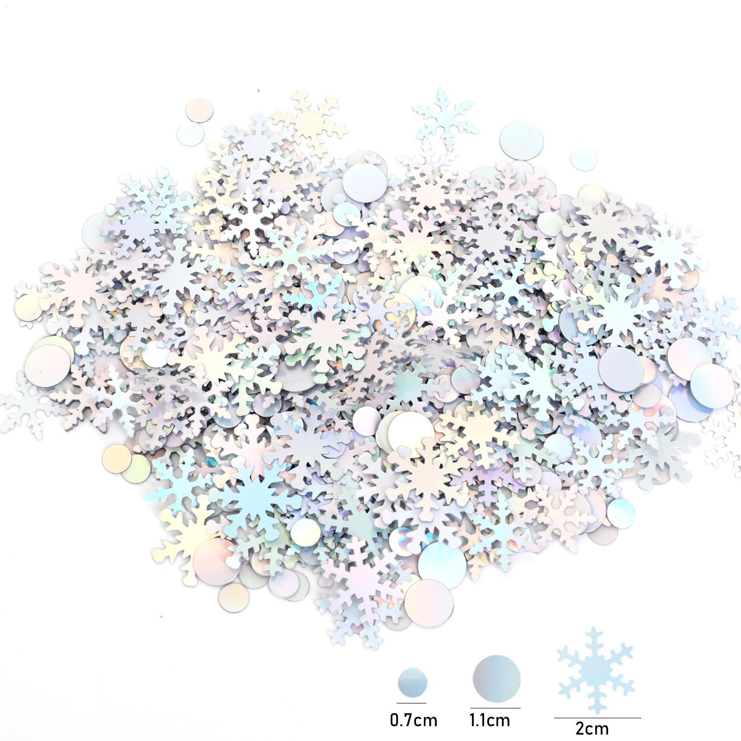 

1/10Pack 15g Snowflake Confetti Sprinkles Iridescent Silver Scraps Artificial Snow Round Throwing PVC Scraps Christmas Ornament 1Bag (about 15g)