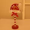 Christmas Street Sign Light with Bowknot Santa Stop Here North Pole Letter Vintage Reusable Xmas Holiday Decoration Desktop Guideboard LED Lamp