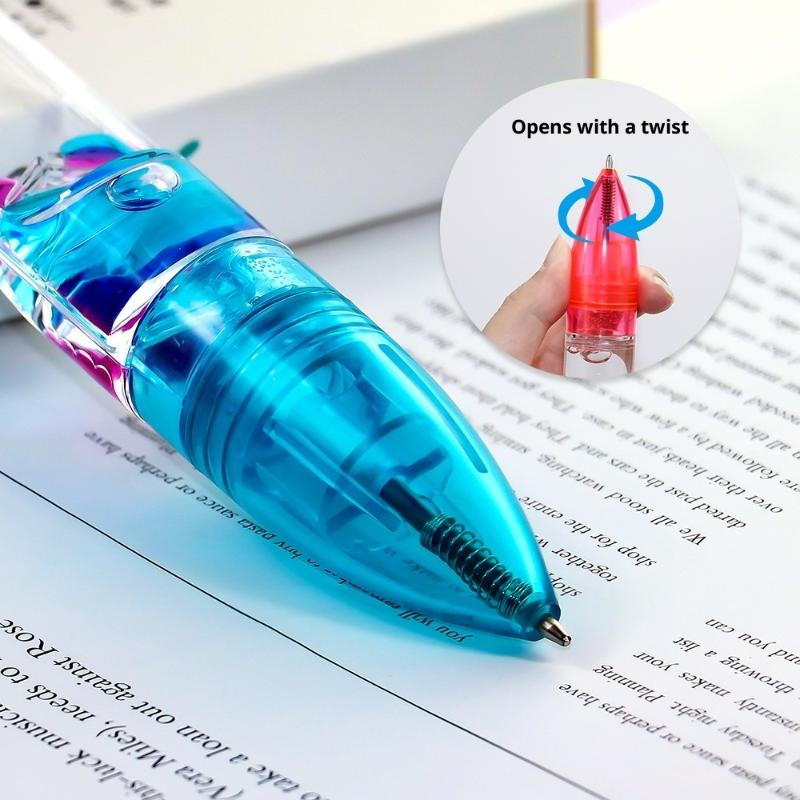 1Pc Liquid Motion Bubble Pen-Retractable Ballpoint,6 Colors, Anxiety Relief Stress-Free Writing, Cool Relax Pen For Study/Office