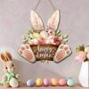 1pc Easter Wooden Bunny Sign, Modern Floral Design for Front Door, Spring Welcome Decor & Seasonal Home Gift,Easter Day