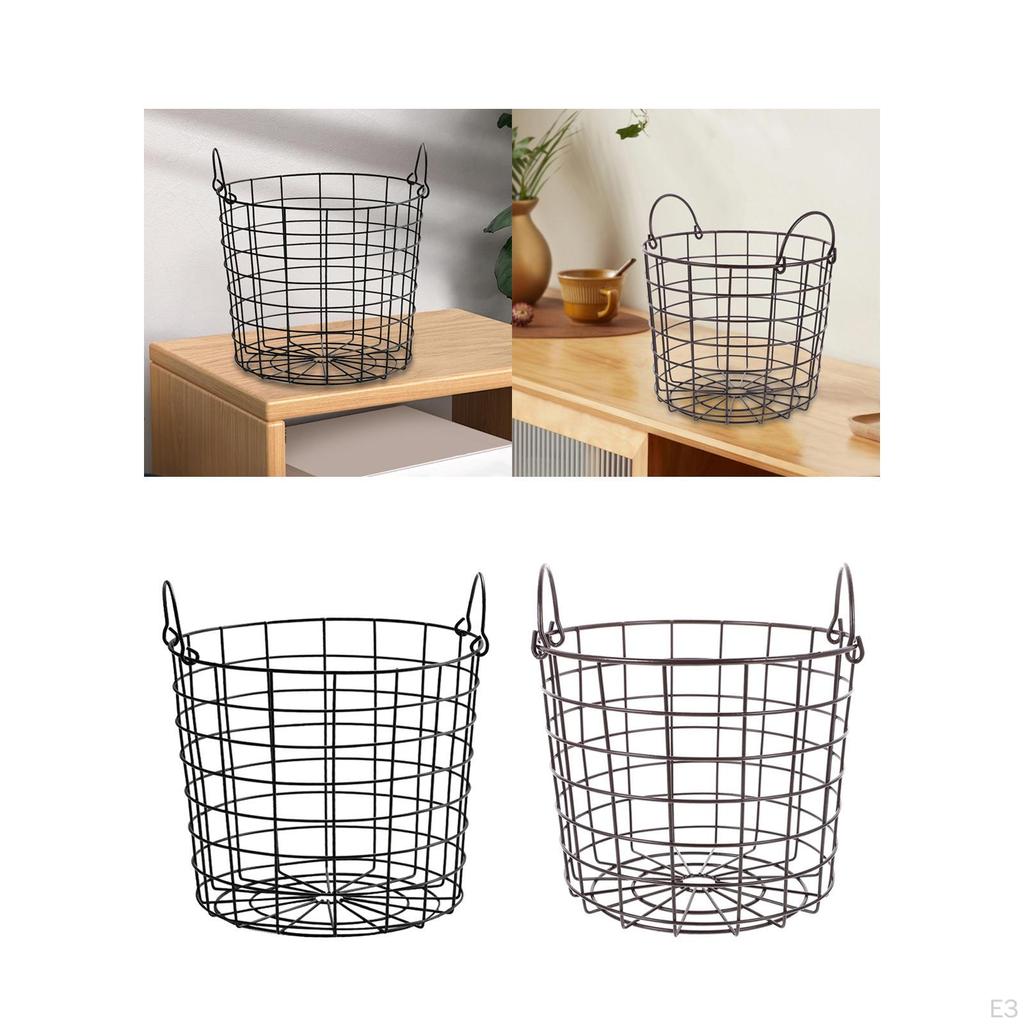 Cesto Portaoggetti in Ferro 21cm x 20cm con Manici Contenitori per Oggetti Vari Grande