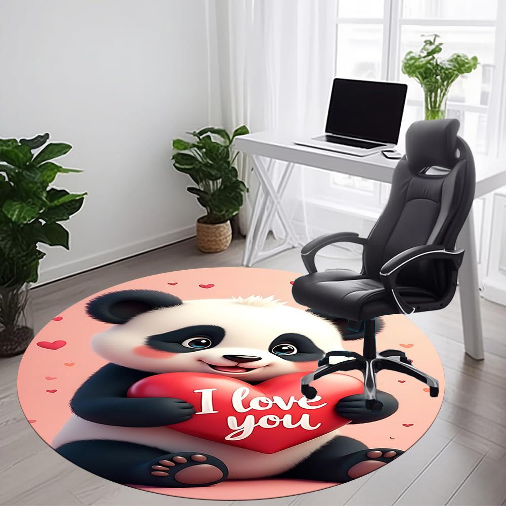 1PC Panda Heart Office Round Area Rug, Indoor Mat Suitable ForOffice, Under Office Chairs Bedroom Living Room Home Decor, Room Deco,  f024