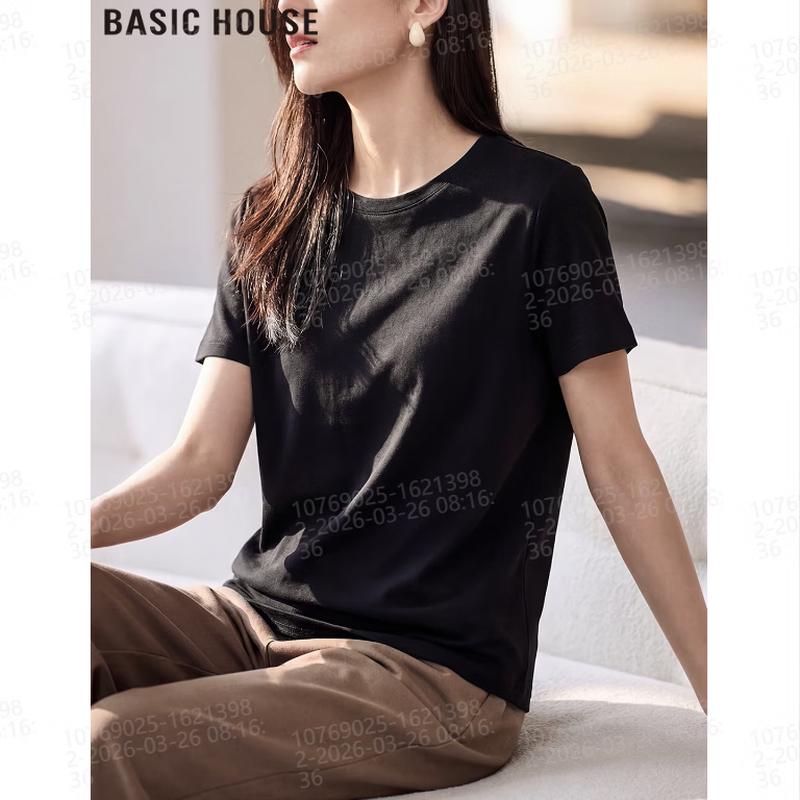 Basic House Women s Round Neck Cotton T-Shirt S