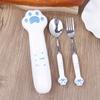 Cartoon Cat Claw Stainless Steel Spoon And Fork Set Spoon Chopstick Cutlery Student Outdoor Camping Portable Kitchen Accessories