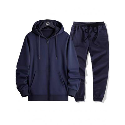 2025 Men's European-Size Zip Pocket Hoodie Cardigan Sport Casual Set
