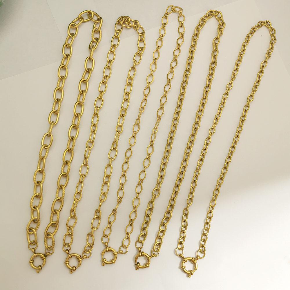 Segler Federverschluss Halskette Damen Herren Choker Edelstahl Geometrisches Glied Gedrehte Kette Rolo PVD Gold Silber