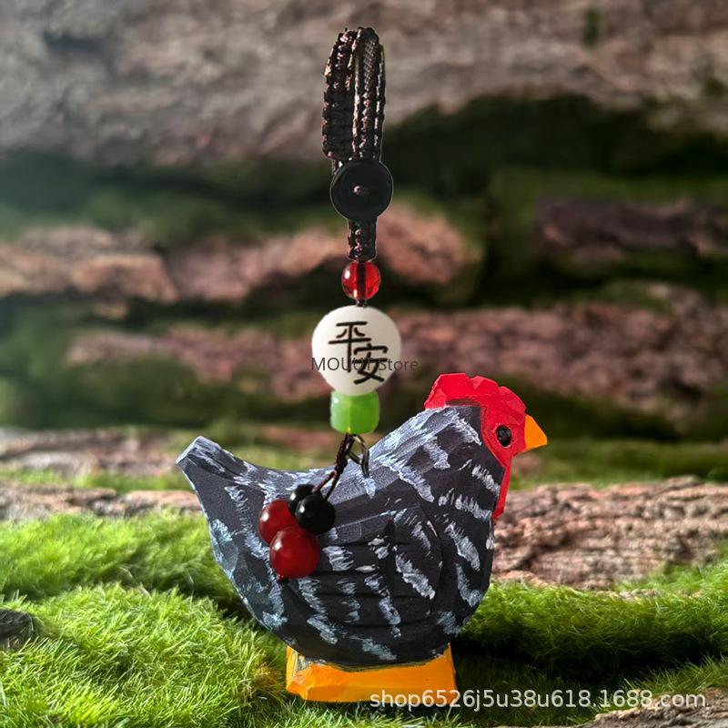 Ręcznie Rzeźbiona Drewniana Figurka Dekoracyjna Statuetka Koguta Wystrój Domu Rzeźba z Drewna Rzeźba Zwierzęca prezent urodzinowy dla przyjaciela rodziny