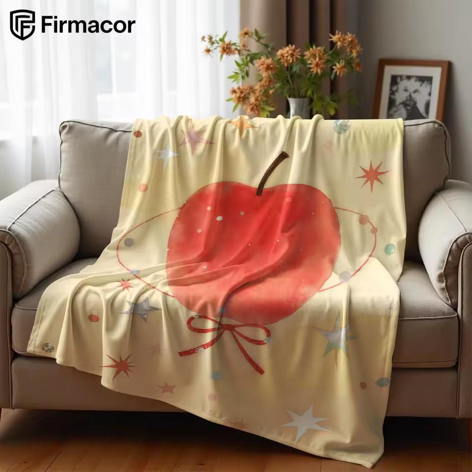 Starry Ring Red Apple Cartoon Anime Print Flannel Blanket Soft Warm Throw for Kids Bedroom Sofa Bed Christmas Office Car