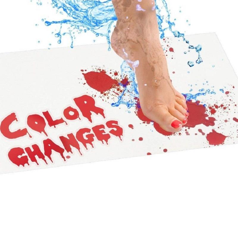 Halloween Bloody Color Changing Bath Mat Halloween Decoration Water Color Changing Carpet Halloween Scary Party Supplies 40x70cm