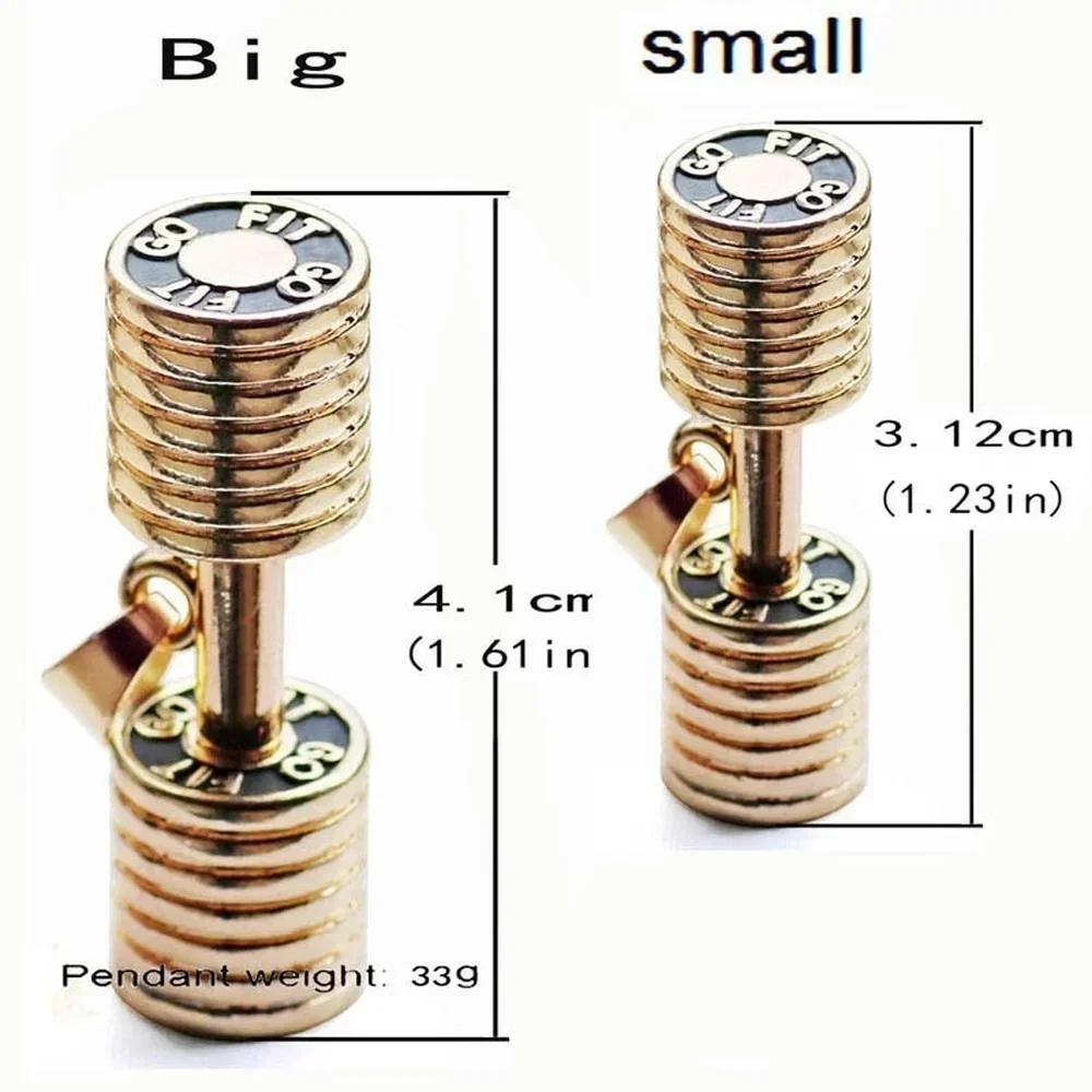 Women Creative Gifts Fashion Gold Black Silver Color Big Small Barbell Pendant Necklace Men Trendy Fitness Barbell Creative Gift