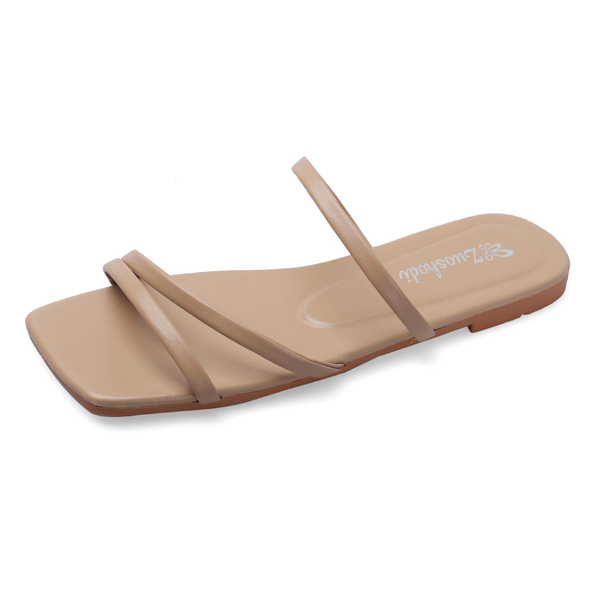 

Женские летние шлепанцы на плоской подошве в сказочном стиле с тонкими ремешками для пляжа 38 хаки