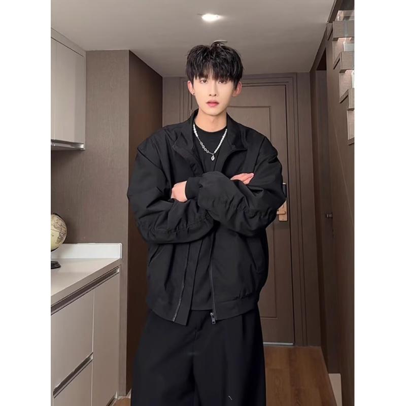 2026 New Men's Spring Casual Versatile Stand Collar Loose Workwear Jacket