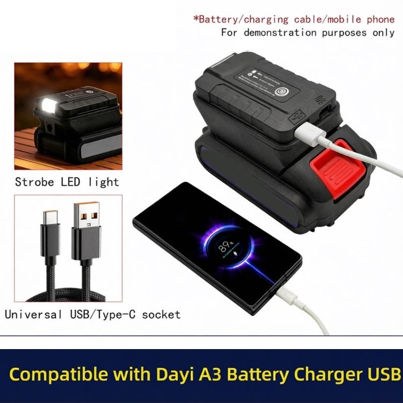 21V Battery to 5V Adapter for Camping Device Charging, USB Output Tool Battery Unit for Phones, Small Electronics, Travel Gear and Garage Use