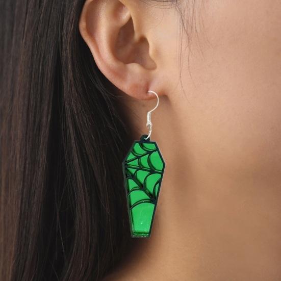 

1 пара серег с крючками в виде летучей мыши и паутины, винтажные крутые полые цветные зеркальные акриловые серьги-подвески для женщин и девочек, подарок на Хэллоуин