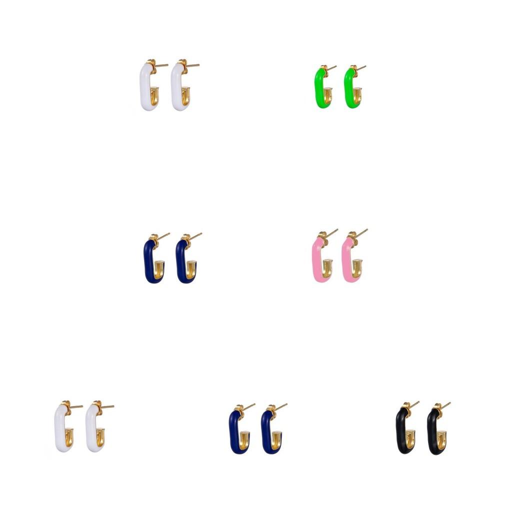 Fashionable J-shaped Earrings For Women In Bold Colors And Unique Alloy Design