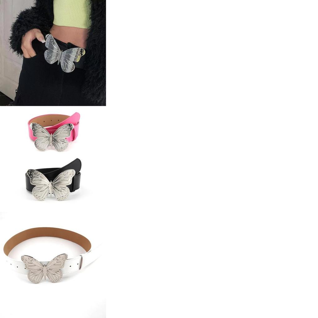 2023 Spring Season European And American Women's Belt Retro Pink Waistband With Alloy Butterfly Buckle