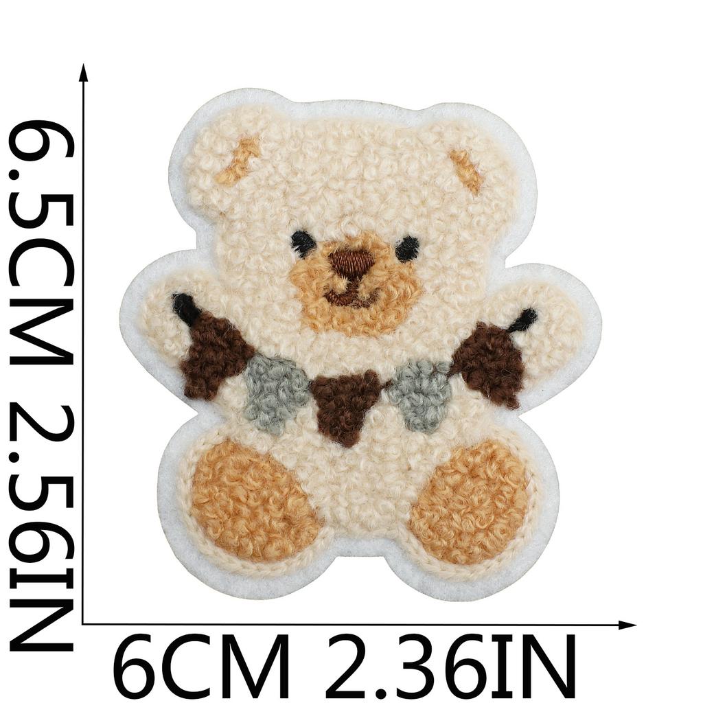 Plush Bear Embroidery Cloth Sticker Cute Red Panda Towel Embroidery Patch Sticker Clothes Decorative Embroidery Label Curly Lion