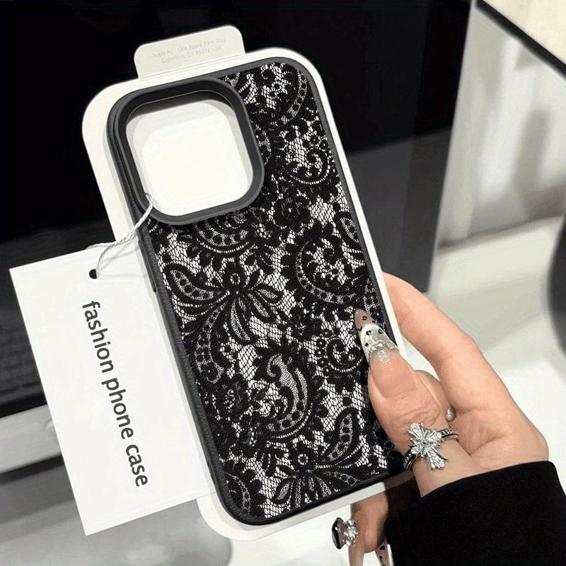 

Персонализированный чехол для телефона с узором из черного кружева для iPhone 17 16 15 14 Plus 13 12 11 PRO MAX 17 AIR For iPhone 11