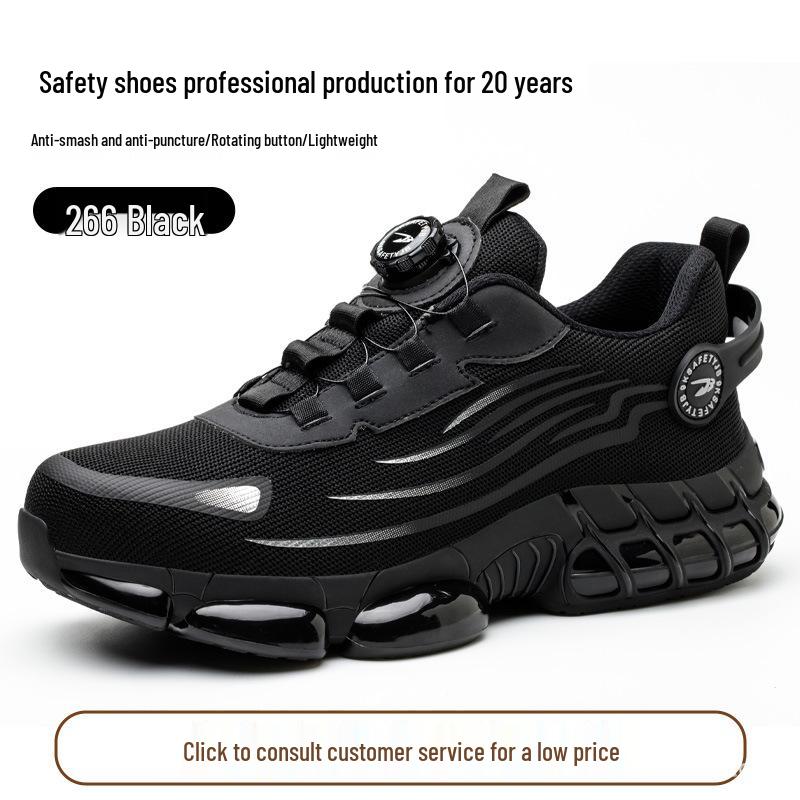 

Four Seasons Flyknit Steel Toe Safety Shoes - Anti-smash, Anti-puncture, Wear-resistant, Non-slip, Comfortable Work Footwear.