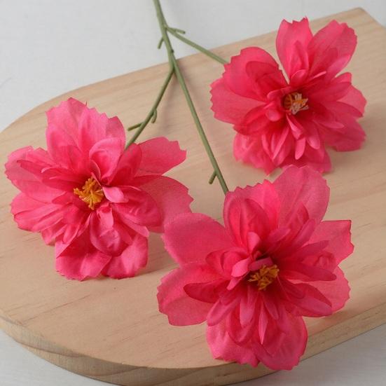 24 Inch Artificial Flower with 3 Heads Full Blooms Faux Silk Flower Branches for Vase Wedding Bouquet Home Party Decor