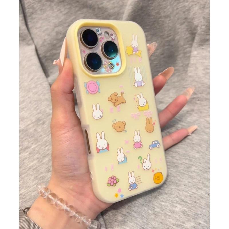 Miffy Rabbit Camellia Suitable for Apple 16/17promax mobile phone case iPhone15 skin matte 13/14 set