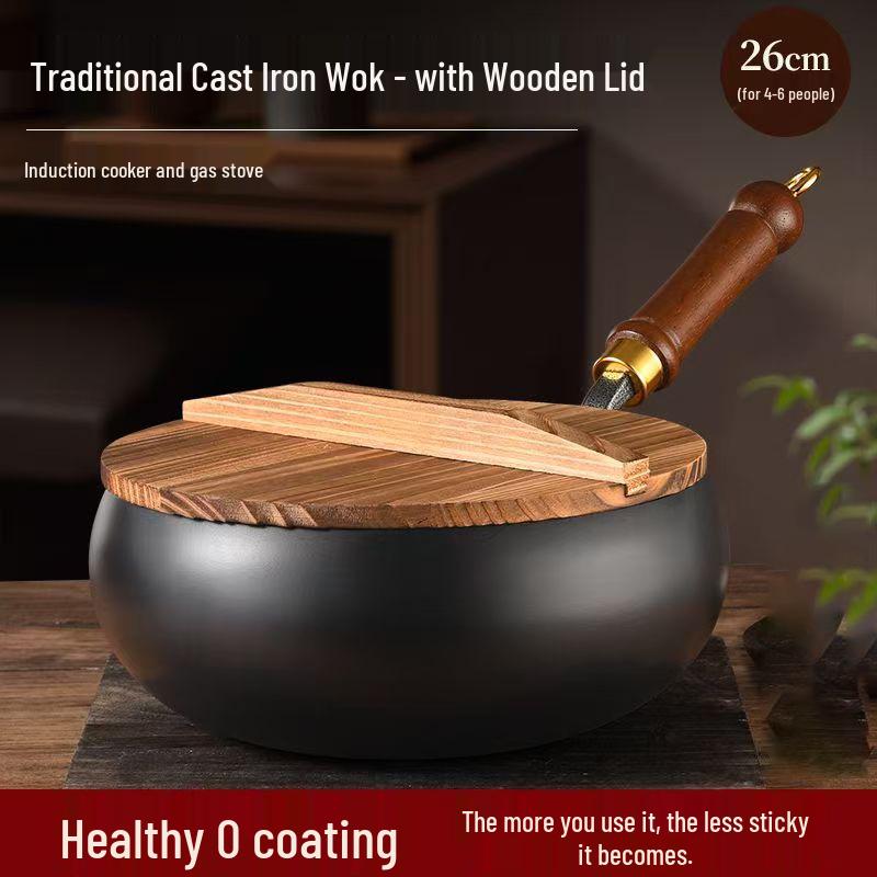 SPUCR Supugu Antihaft-Großer Bauch-Eisenkochtopf & Wok für Induktionsherde