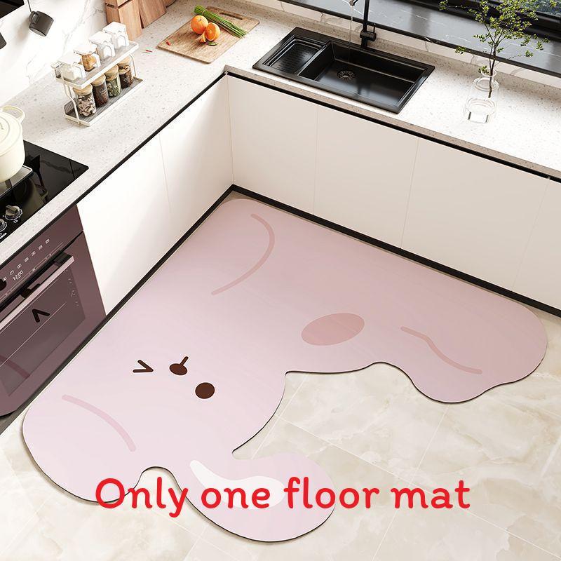 Cartoon Animal Kitchen Mat With Water Absorption Nonslip Silicone Diatom Mud For Home And Cooking Use