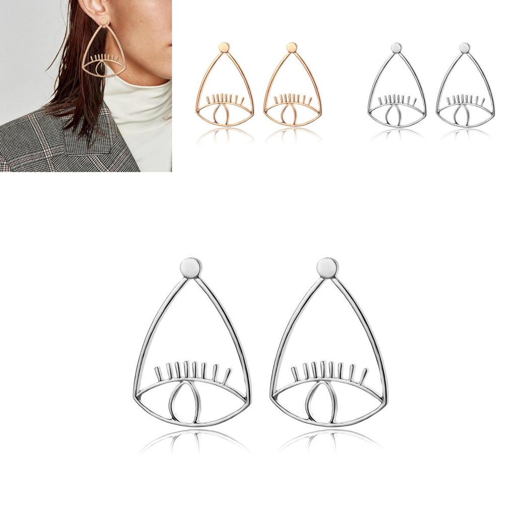 Trendy Eye-shaped Geometric Earrings Fashionable Alloy Jewelry For Women