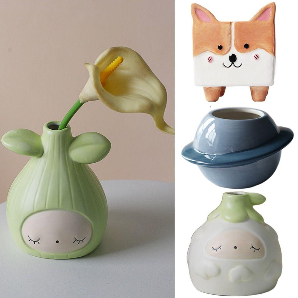 Desktop Balcony Ceramic Flowerpot Flowers Ceramic Pot Cartoon Plant Pot  Home