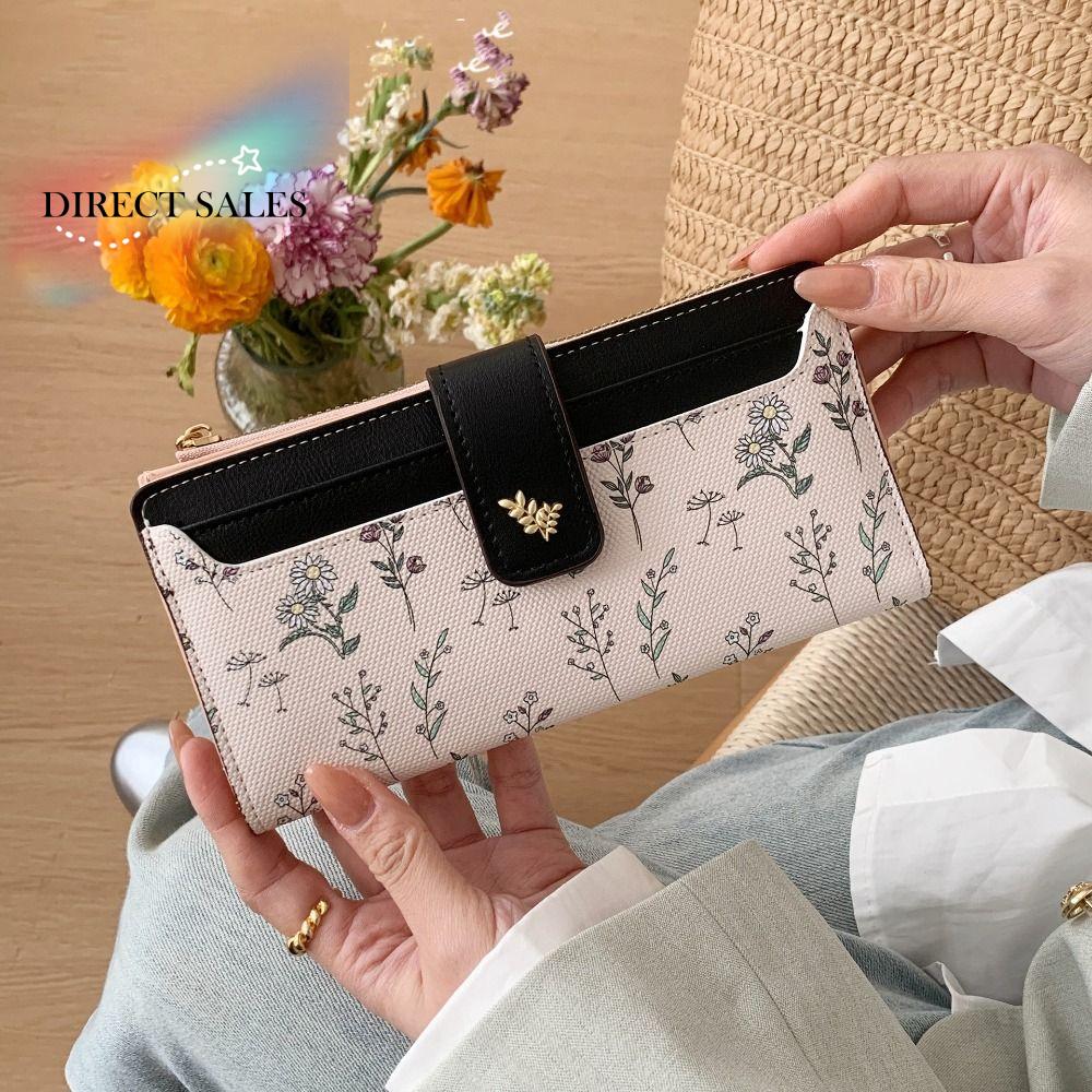 Organ Card Holder Portable Women Long Wallet Flower Card Pouch Multiple Cards Purse Korean Style Classic Clutch Money Bag Dating