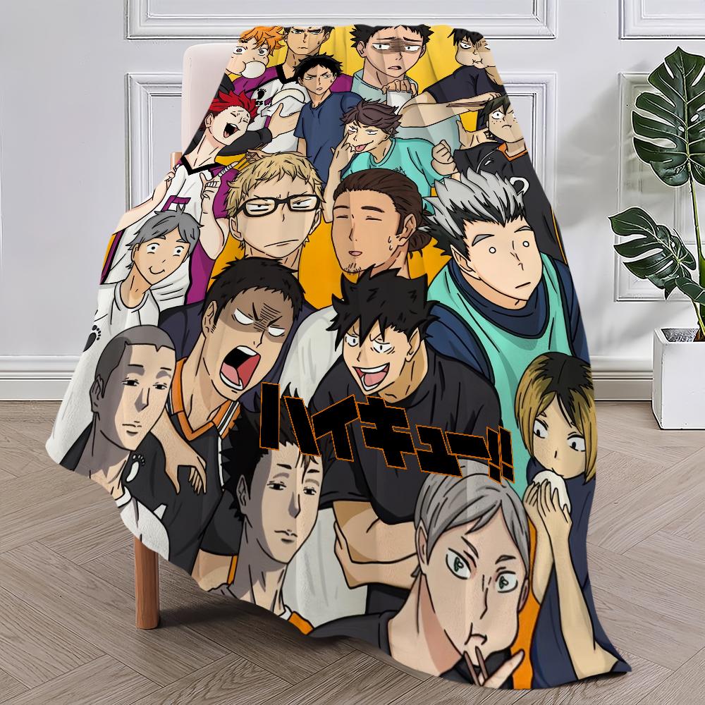 Anime H-Haikyuu Cool Baseball Blanket Plush Nap Sofa Rug for Living Room Warm Office Bedroom Birthday Home Travel Kid Gifts