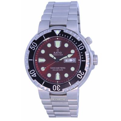 FreeDiver Red Dial Stainless Steel Quartz 1050HA93-02V-RED 1000M Montre Homme