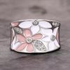 Aesthetic Enamel Flower Finger Ring for Women Wedding Party New Silver Luxury Cubic Zirconia Jewelry Gift