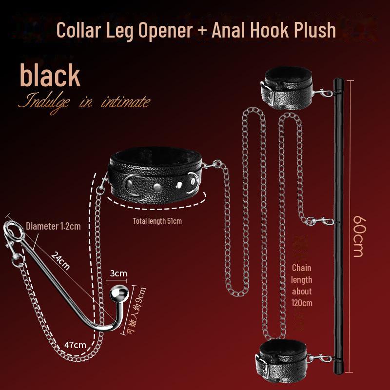 סט ג'יואי מתכת אנאלי ושעבוד עם אזיקים, כדור פה וצעצוע פתוח לנרתיק