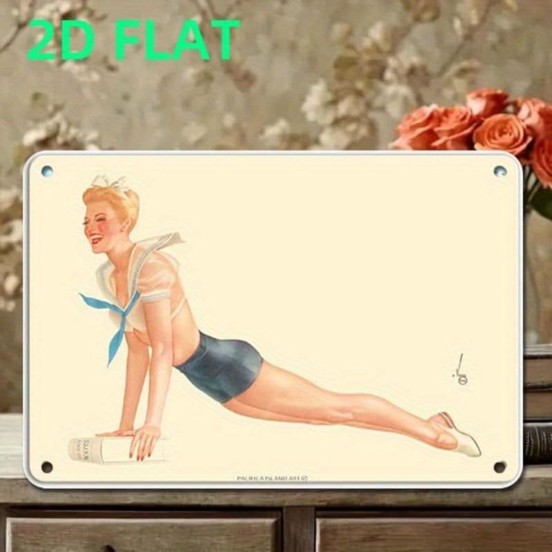 Pin-Up Girls Tin Sign, Retro Metal Wall Art