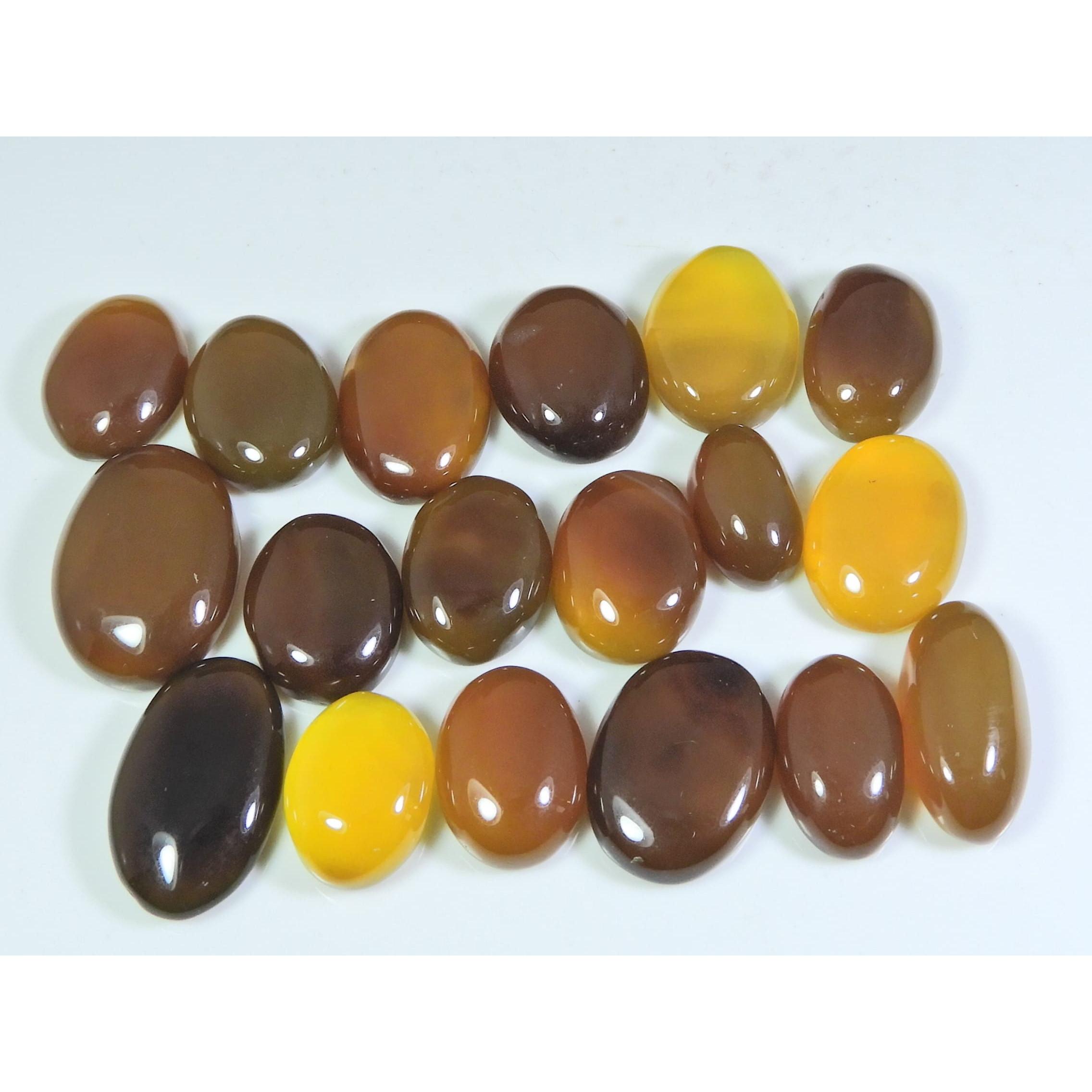 

256Cts. Natural Onyx Agate Ring Size Oval Cabochon Loose Gemstone 18Pcs Lot A-646