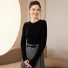 Women's Slim Fit Cashmere Striped Knit Pullover - Round Neck, Long Sleeve, Autumn/Winter Base Layer Sweater
