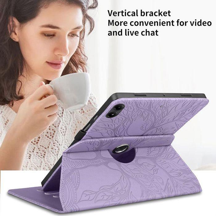 Coque pour Xiaomi Redmi Pad 2 Pro / Pad Pro 12,1 Pouces, Housse Synthécuir Violet Relief Arbre