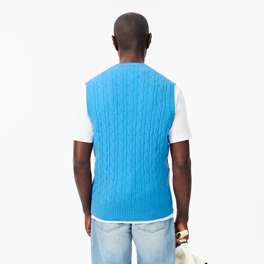 [lacoste] Men's Cable V-Neck Vest AH3132-54N4XA