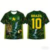 Kids Brazil Football T-Shirt Soccer Jersey Tropical Scenic Print Breathable Quick Dry Training Tee Fan Sport Top Men Women