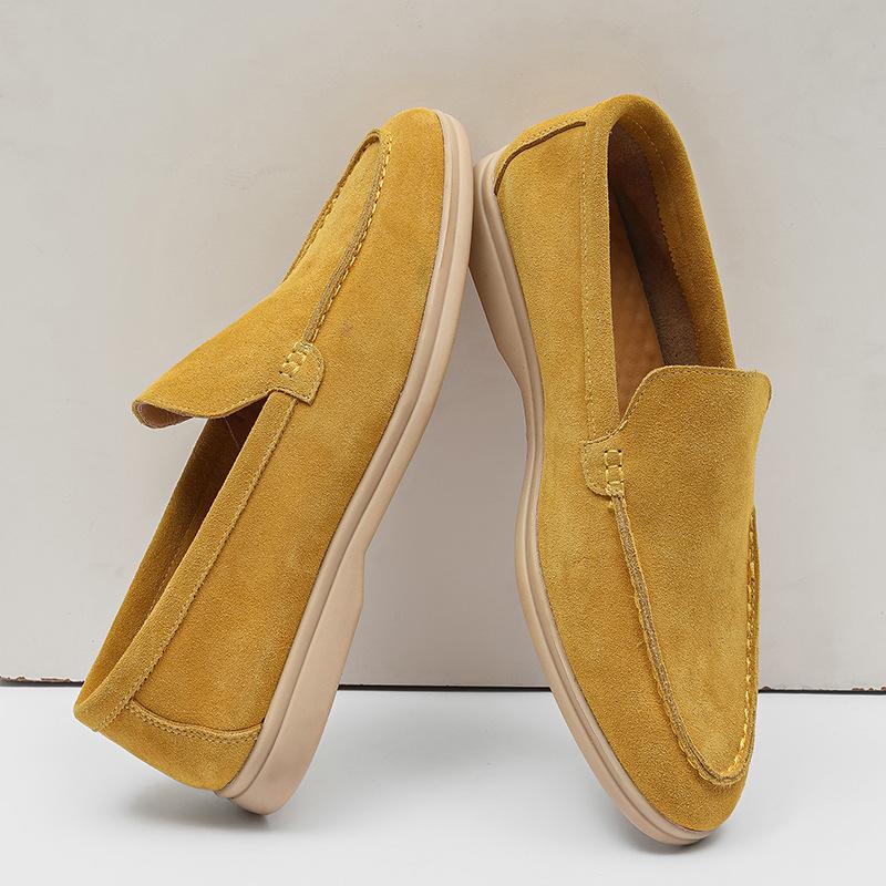 Men Classic British Style Loafers Moccasins Cow Suede Genuine Leather Fashion Men's Casual Shoes Mens Outdoor Driving Flats