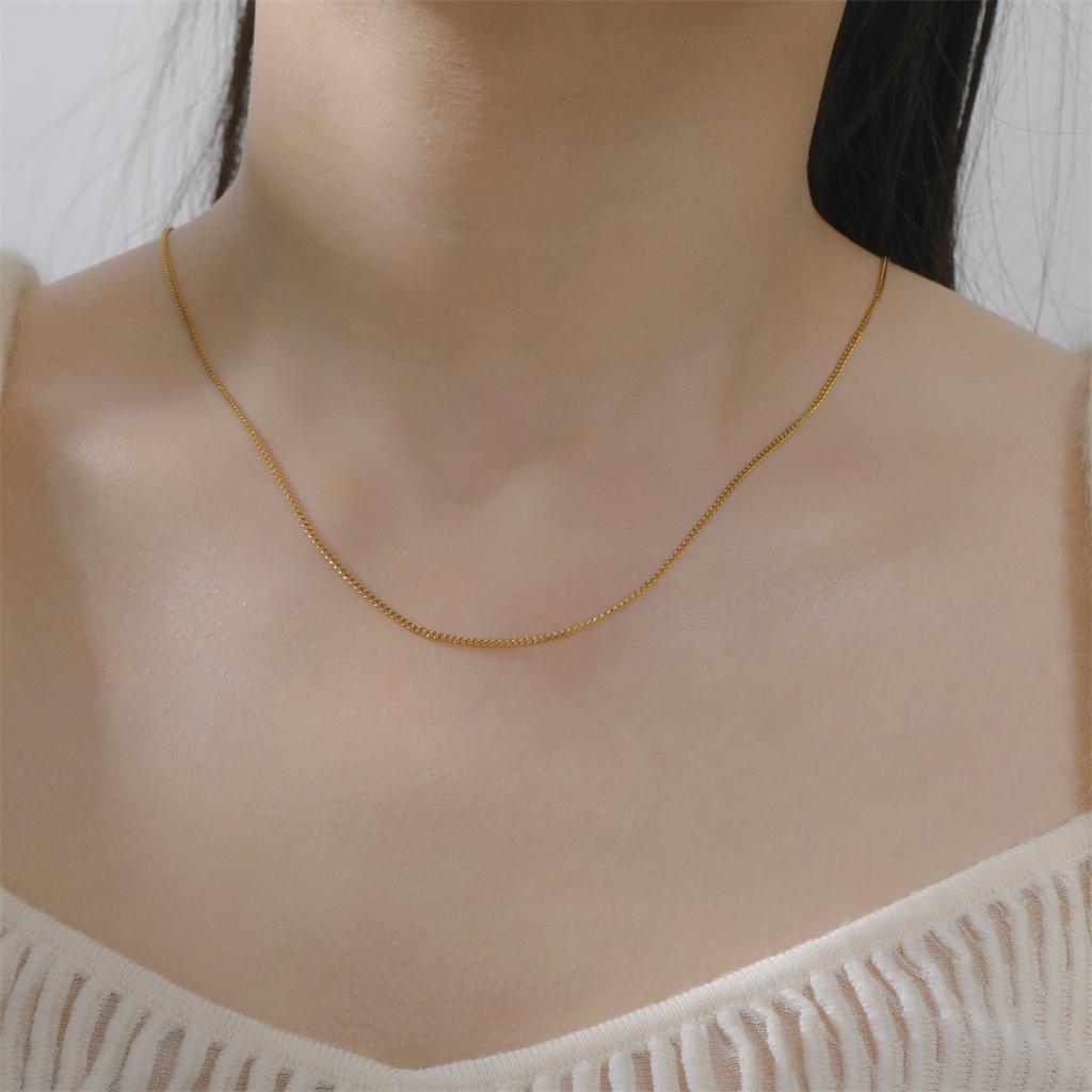 EUEAVAN 2MM Link Chain Basic Necklace For Woman Men Stainless Steel Trendy All-match Adjustable Chain DIY Jewelry Accessories