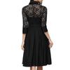 Plus Size Women Lace Long Sleeve Midi Dress Ladies Cocktail Evening Party Dress