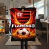 Flamengo Fire Soccer Ball Club Crest Print Flannel Blanket Soft Warm Throw Blanket For Sofa Bed Couch Brazil Football Fan Home Decor Gift