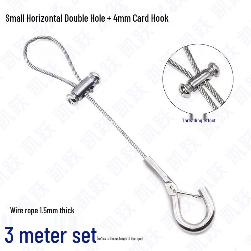Adjustable Steel Wire Rope Safety Lanyard with Locking Snap Hook for Fall Protection and Sound System Suspension, 1.5-4mm.