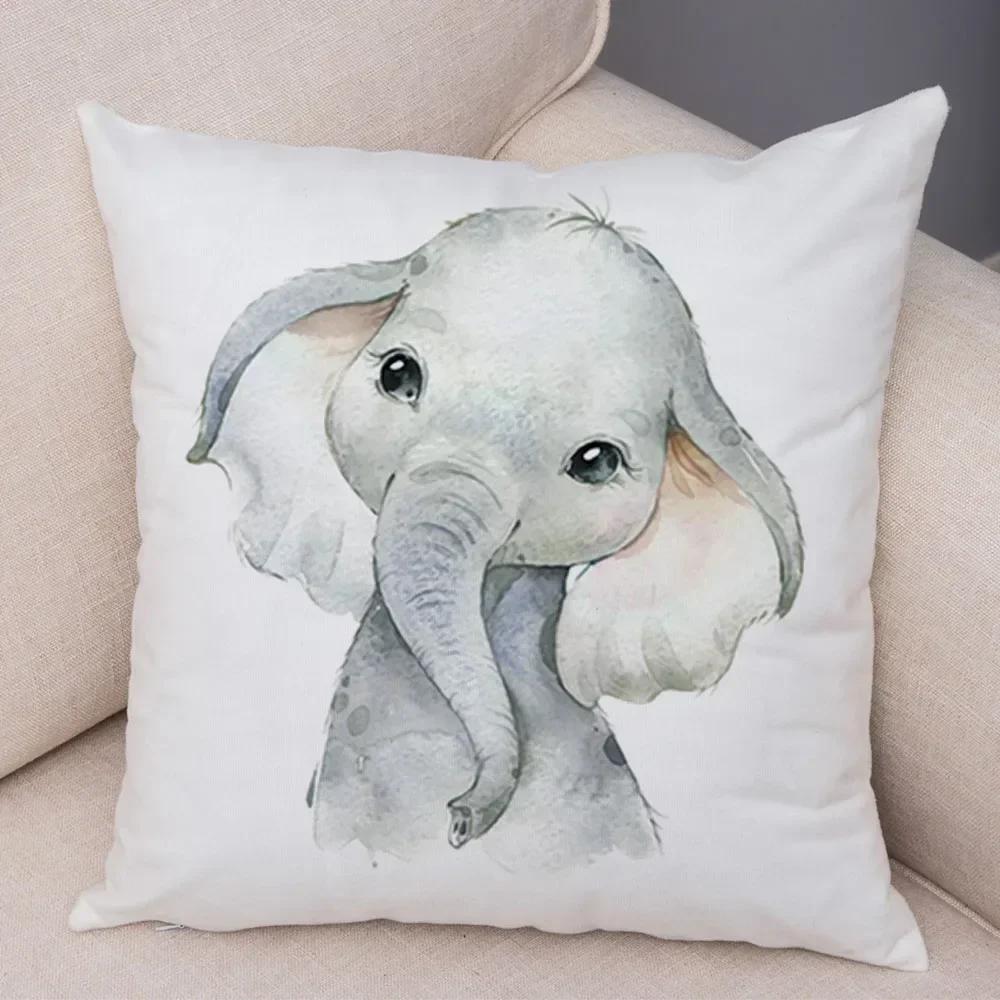 Aquarell niedliche Tier Kissenbezug Sofa Home Decor Zebra Giraffe Nilpferd Affe Löwe Fuchs Kissenbezug Kissenbezug