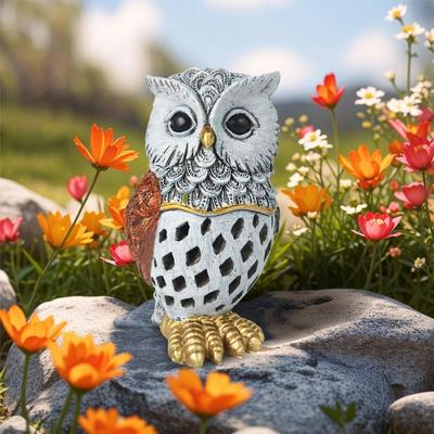 Animal Owl Resin Light Automatic Light Sensor Garden Decoration Lights  Landscape Decor