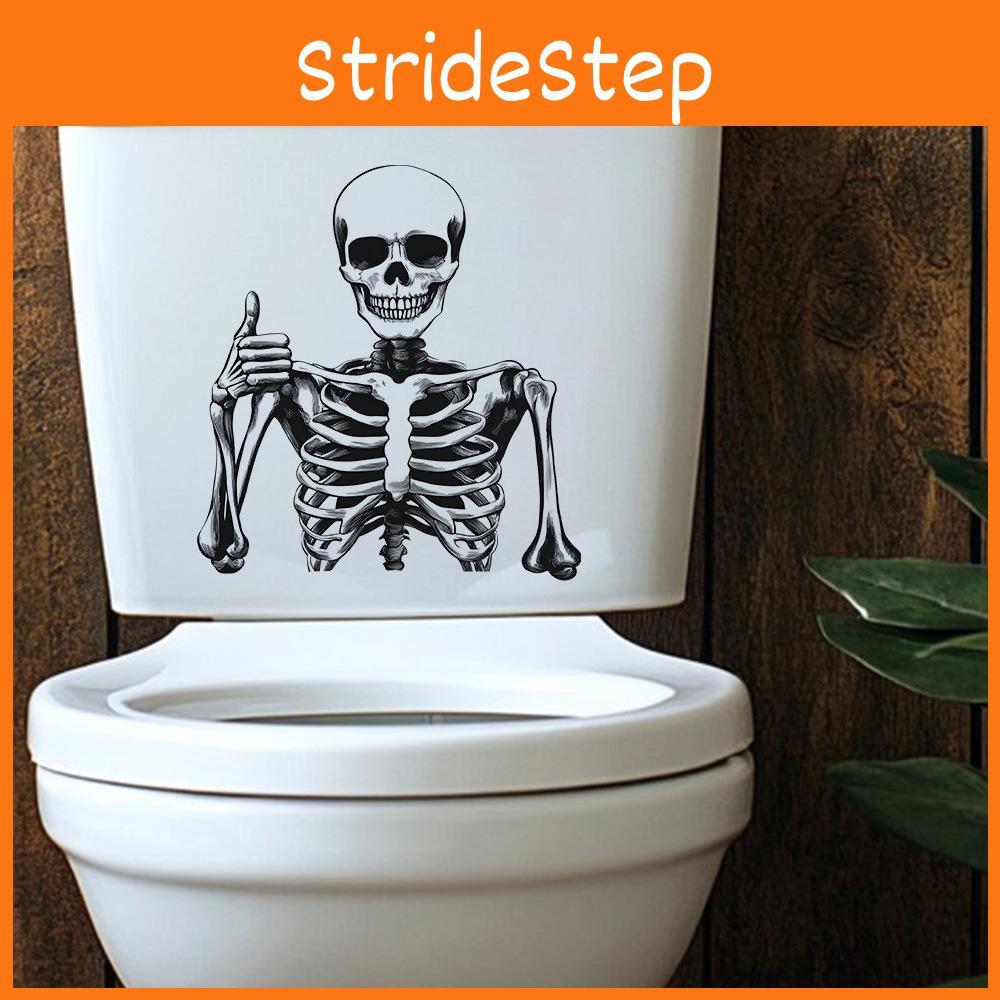 Closestool Modern Pvc Sticker Wall Decor With Smiling Skull For Room Living