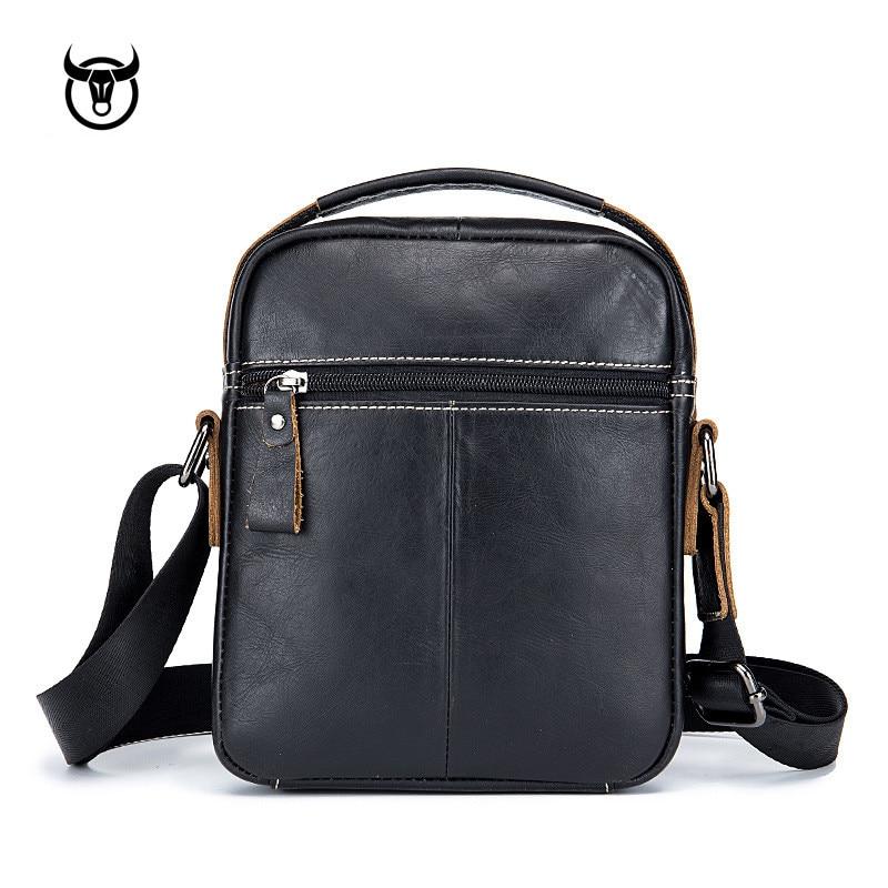 BULLCAPTAIN Genuine Leather Men's Crossbody Shoulder Bag Vintage Cowhide Messenger Bag for Male Small Casual Handbag