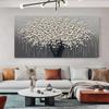 White and Golden Flower Canvas Painting Modern Abstract Flowers Prints and Posters Wall Art Pictures for Living Room Home Decor